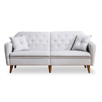 Canapea extensibila 3 locuri PWF-0179 material textil de culoare crem 202x82x83cm
