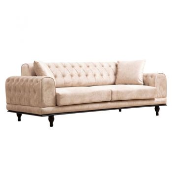 Canapea extensibila 3 locuri PWF-0567 material textil bej 220x95x80cm