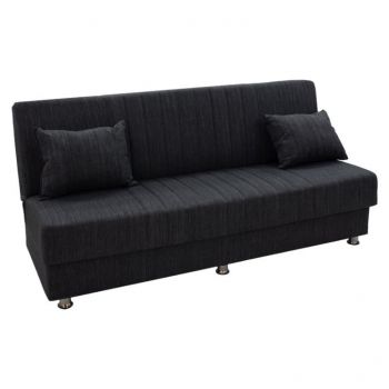 Canapea extensibila cu 3 locuri, Pako World, Romina, Gri inchis, 180 x 75 x 80 cm