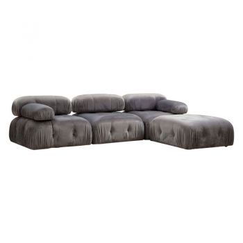 Canapea modulara Divine catifelata culoarea gri 288/190x75cm