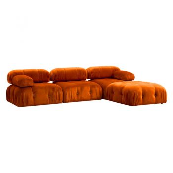 Canapea modulara Divine catifelata culoarea portocalie 288/190x75cm