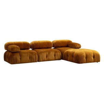 Canapea modulara Divine cu culoare mustar catifelat 288/190x75cm