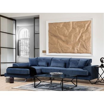 Colțar Stanga Frido, Albastru marin 190x308x92 cm