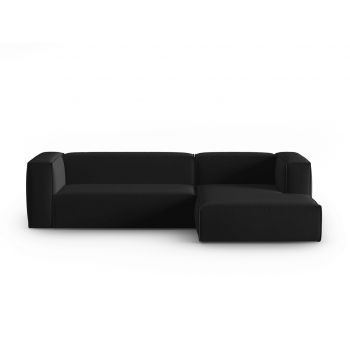 Coltar dreapta 4 locuri, Mackay, Cosmopolitan Design, 282x166x73 cm, catifea, negru