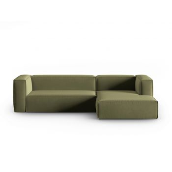 Coltar dreapta 4 locuri, Mackay, Cosmopolitan Design, 282x166x73 cm, catifea, verde deschis