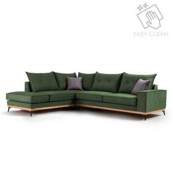Coltar Dreapta Luxury II Verde Inchis Antracit - Negru 290x235x90 cm