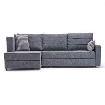 Coltar dreapta PWF-0524 material textil gri inchis - culoarea nuc 242x160x88cm