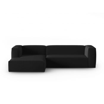 Coltar stanga 4 locuri, Mackay, Cosmopolitan Design, 282x166x73 cm, catifea, negru