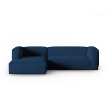 Coltar stanga 4 locuri, Mackay, Cosmopolitan Design, 282x166x73 cm, catifea tricotata, albastru inchis