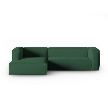 Coltar stanga 4 locuri, Mackay, Cosmopolitan Design, 282x166x73 cm, catifea tricotata, verde
