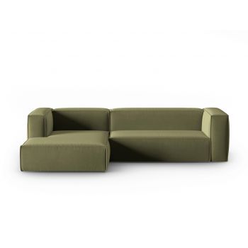 Coltar stanga 4 locuri, Mackay, Cosmopolitan Design, 282x166x73 cm, catifea, verde deschis