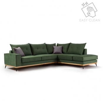 Coltar Stanga Luxury II Verde Inchis - Gri Inchis - Negru 290x235x90 cm