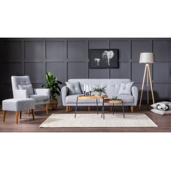 Set Canapea, Fotoliu si Taburet Aria Gri