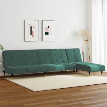 vidaXL Set canapele, 2 piese, verde închis, catifea ieftina