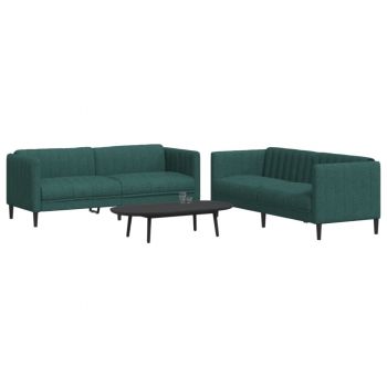 vidaXL Set canapele, 2 piese, verde închis, material textil ieftina