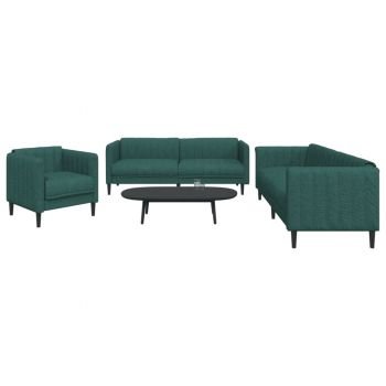 vidaXL Set canapele, 3 piese, verde închis, material textil ieftina