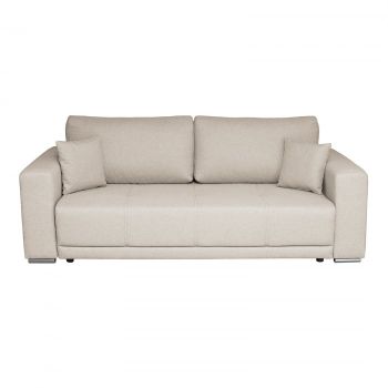 Canapea BERNA B extensibila, 3 locuri, cu arcuri si lada depozitare, bej, 238x108x77 cm