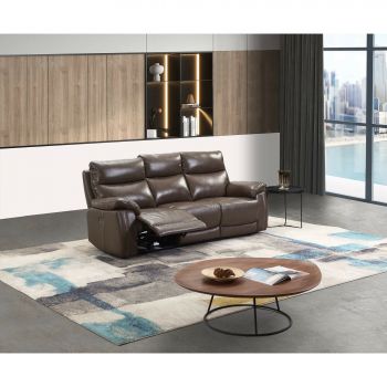 Canapea cu Recliner Elverum 3L, 206x85x102, Dark Grey - Piele Naturala