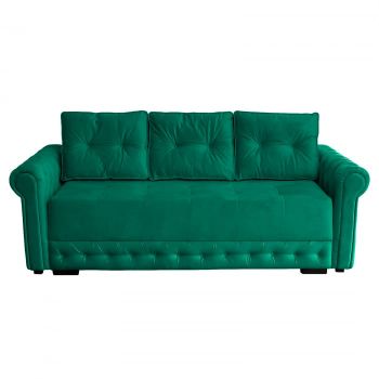 Canapea ERIKA extensibila, 3 locuri, cu arcuri si lada depozitare, verde, 240x110x80 cm ieftina
