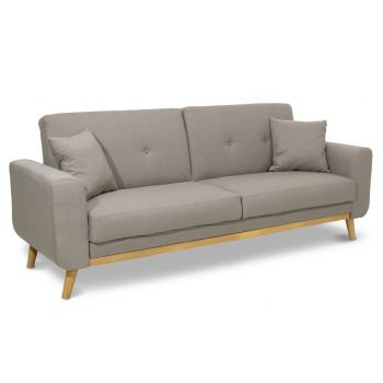 Canapea extensibila 3 locuri Carmelo, Pakoworld, 214x80x86 cm, lemn/textil, bej