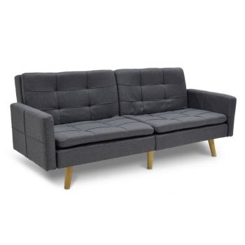Canapea extensibila 3 locuri Flexible, Pakoworld, 198x87x76 cm, textil, gri inchis