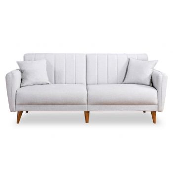 Canapea extensibila 3 locuri PWF-0178, Pakketo, 202x80x85 cm, textil, crem