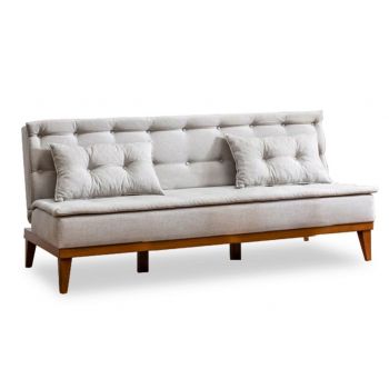 Canapea extensibila 3 locuri PWF-0179, Pakketo, 180x80x78 cm, textil, crem