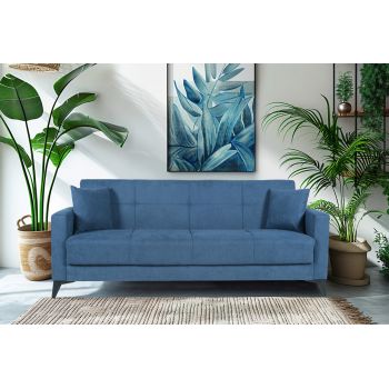 Canapea extensibila Fabio, 3 locuri, 215x82x92 cm, lada depozitare, Albastru Navy
