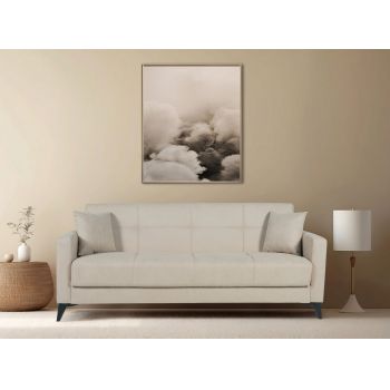 Canapea extensibila Fabio, 3 locuri, 215x82x92 cm, lada depozitare, Bej