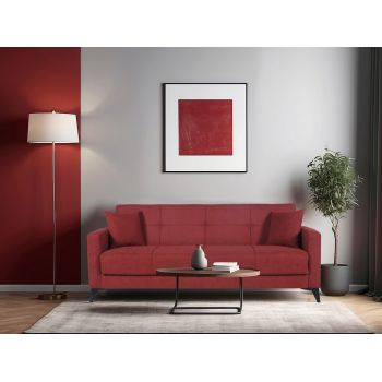 Canapea extensibila Fabio, 3 locuri, 215x82x92 cm, lada depozitare, Rosu