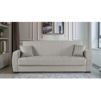 Canapea extensibila Oscar, 226x84x92 cm, 3 locuri, lada de depozitare, Bej