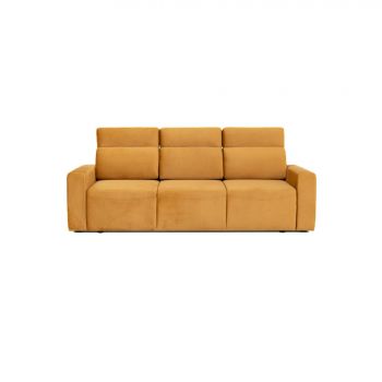 Canapea Extensibila Peru, 239x97x97 cm, Catifea - Fantasy Velvet 319, Galbena