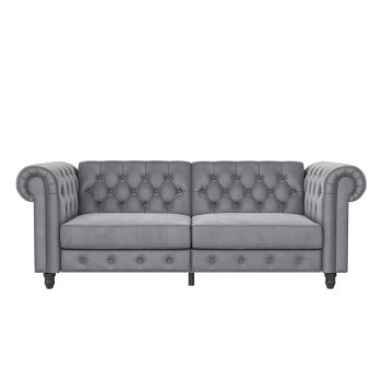 Canapea gri deschis cu tapițerie din catifea 236 cm Felix – Støraa