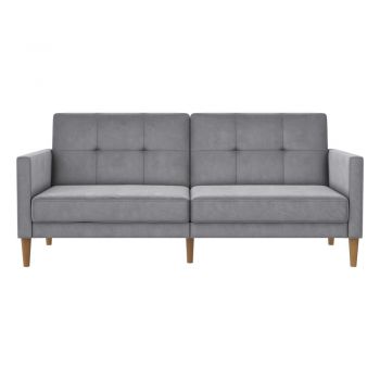 Canapea gri deschis extensibilă cu tapițerie din catifea 207 cm Lilly – Støraa