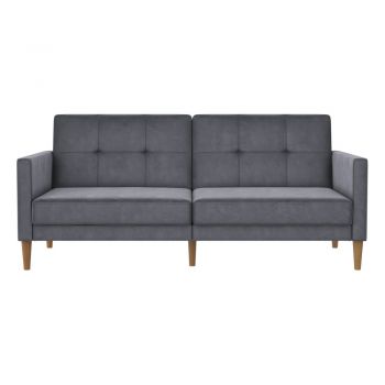 Canapea gri extensibilă cu tapițerie din catifea 207 cm Lilly – Støraa