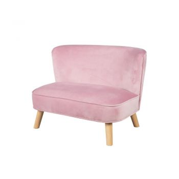 Canapea pentru copii roz-deschis cu tapițerie din catifea 70 cm Lil Sofa – Roba
