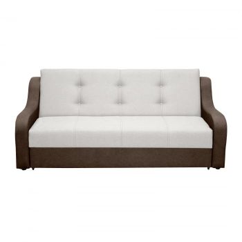 Canapea VALY extensibila, 3 locuri, cu lada depozitare, maro + gri deschis, 215x90x95 cm