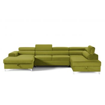 Colțar Extensibil, în formă de U, TIME NEW, cu 2 lăzi de depozitare, cu tetiere reglabile, 360x220x95 cm