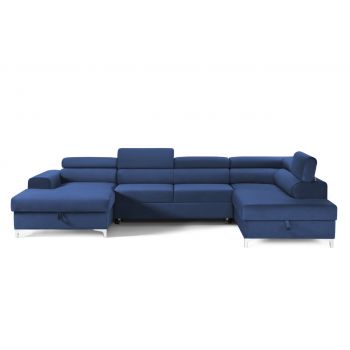 Colțar Extensibil, în formă de U, TIME NEW, cu 2 lăzi de depozitare, cu tetiere reglabile, 360x220x95 cm