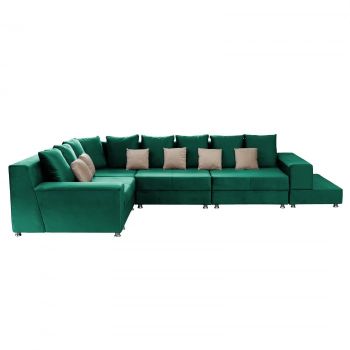 Coltar BIANCA modular, verde + crem, 250x390x80 cm