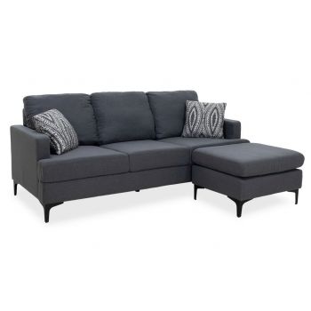 Coltar Slim, Pakoworld, 185x140x70 cm, textil, gri inchis