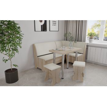 Set coltar bucatarie Tunis ,cu masa si 2 tabureti Sonoma+Fildes
