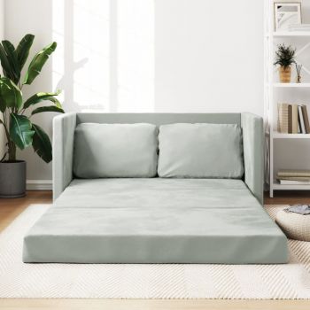 vidaXL Canapea extensibilă de podea 2 în 1, gri, 122x204x55 cm catifea