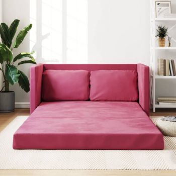 vidaXL Canapea extensibilă de podea 2 în 1, roșu vin, 122x204x55 cm