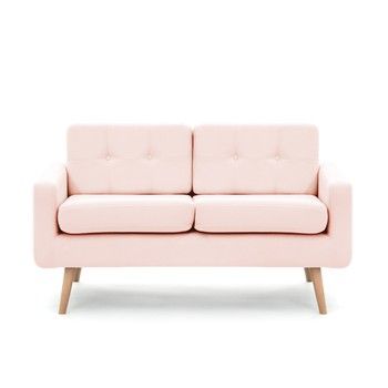 Canapea cu 2 locuri Vivonita Ina, roz pastel fixa