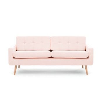 Canapea cu 3 locuri Vivonita Ina, roz pastel fixa