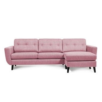 Canapea cu șezlong pe partea dreaptă Vivonita Harlem, roz deschis fixa
