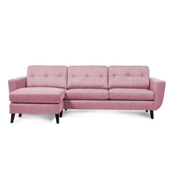 Canapea cu șezlong pe partea stângă Vivonita Harlem, roz deschis fixa