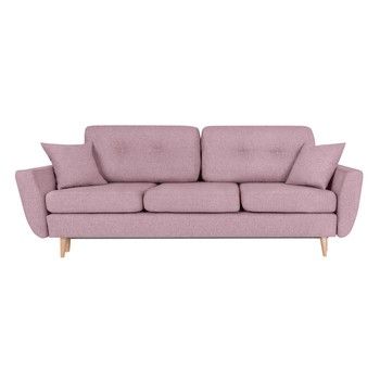 Canapea extensibilă cu 3 locuri Scandizen Rita, roz deschis fixa