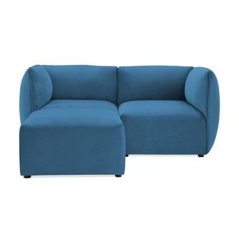 Canapea modulară cu 2 locuri și suport pentru picioare Vivonita Velvet Cube, albastru Canapea modulară cu 2 locuri și suport pentru picioare Vivonita Velvet Cube, albastru